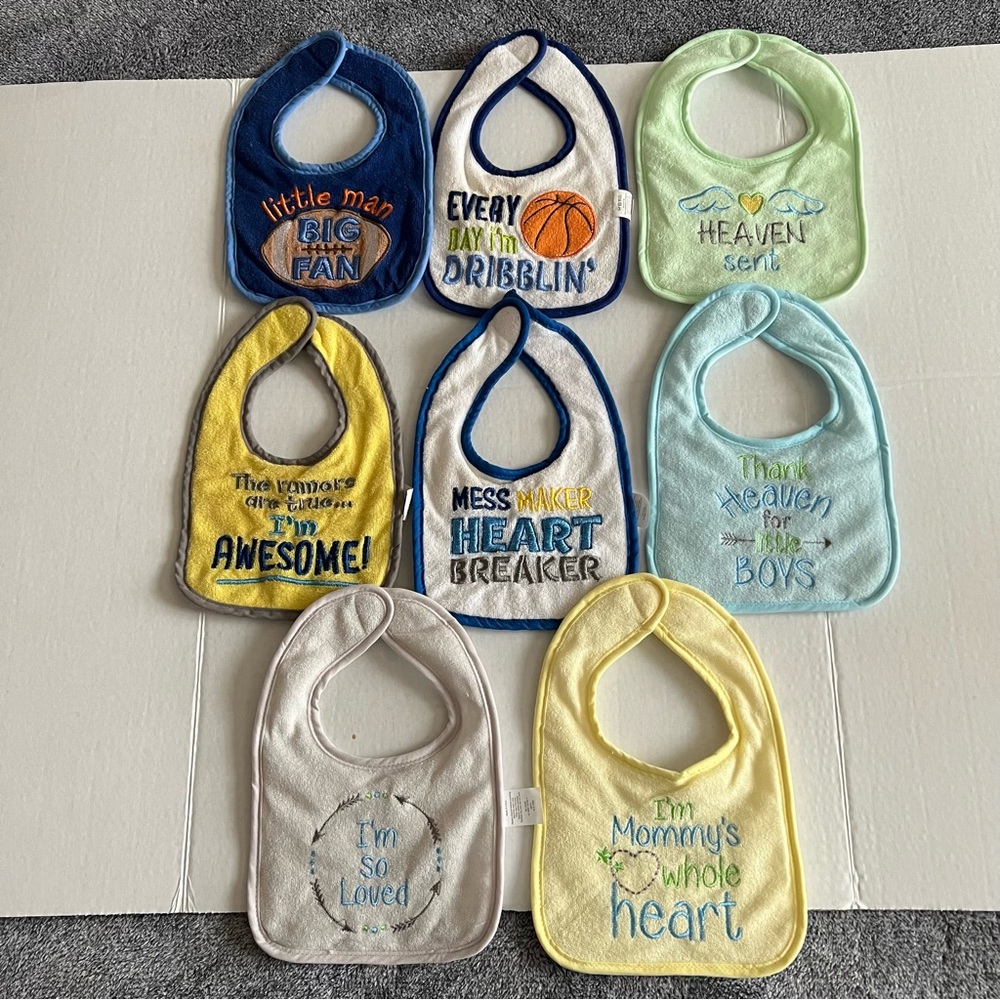 Parents Choice 8 baby bibs with Velcro backing